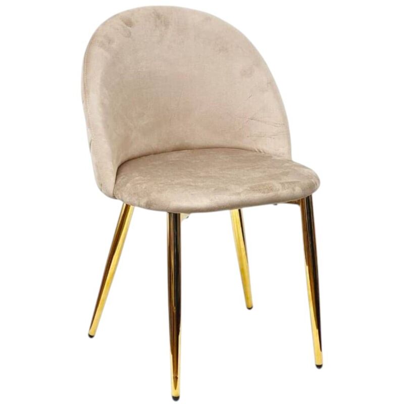foto del prodotto sedia velvet in velluto tortora gambe oro