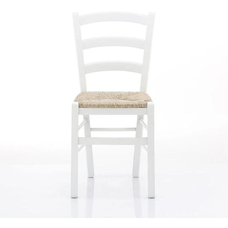 foto del prodotto sedia venezia con seduta in paglia - bianco 41x45x88 seduta 46