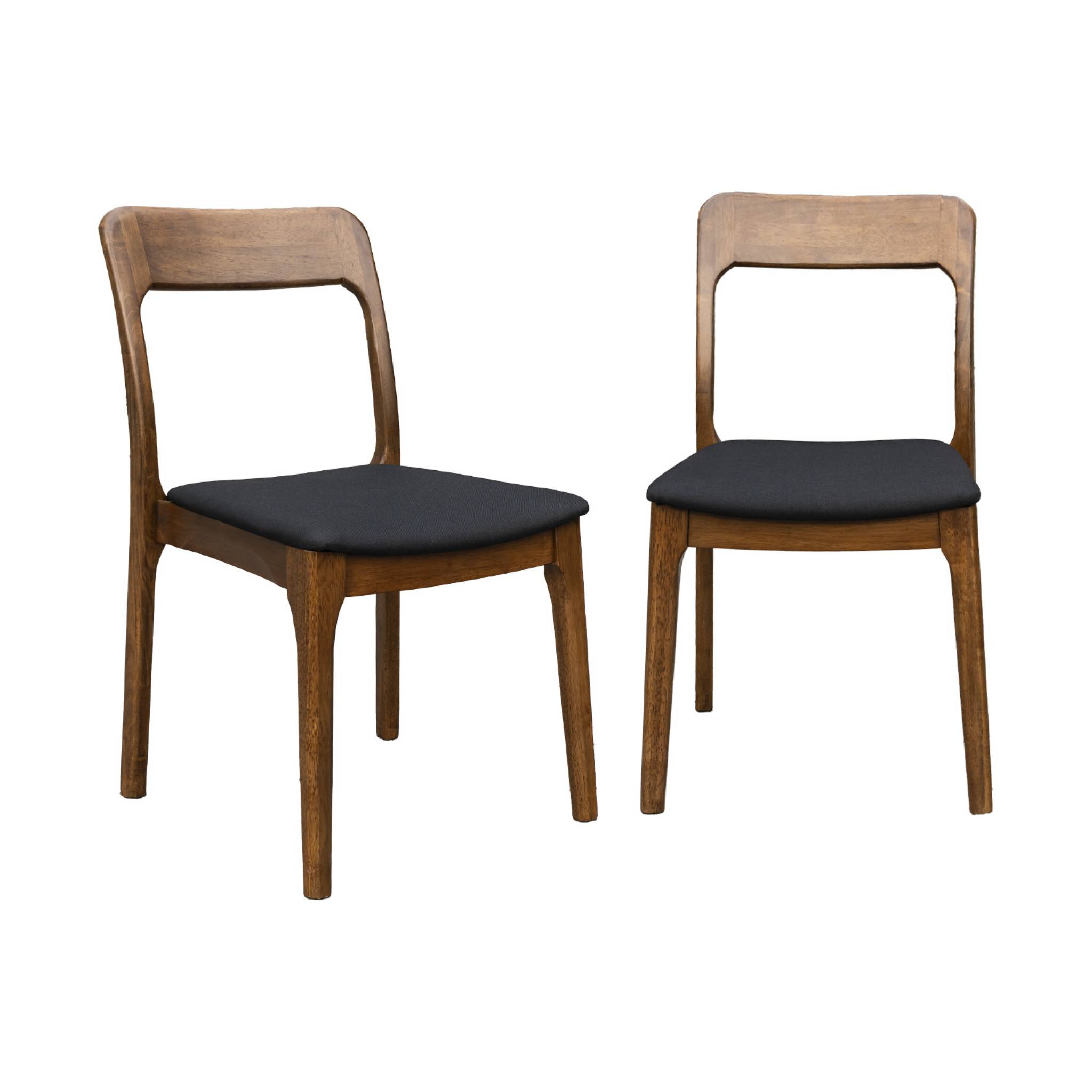 foto del prodotto sedia vintage in legno di gomma e tessuto, set di 2, marrone