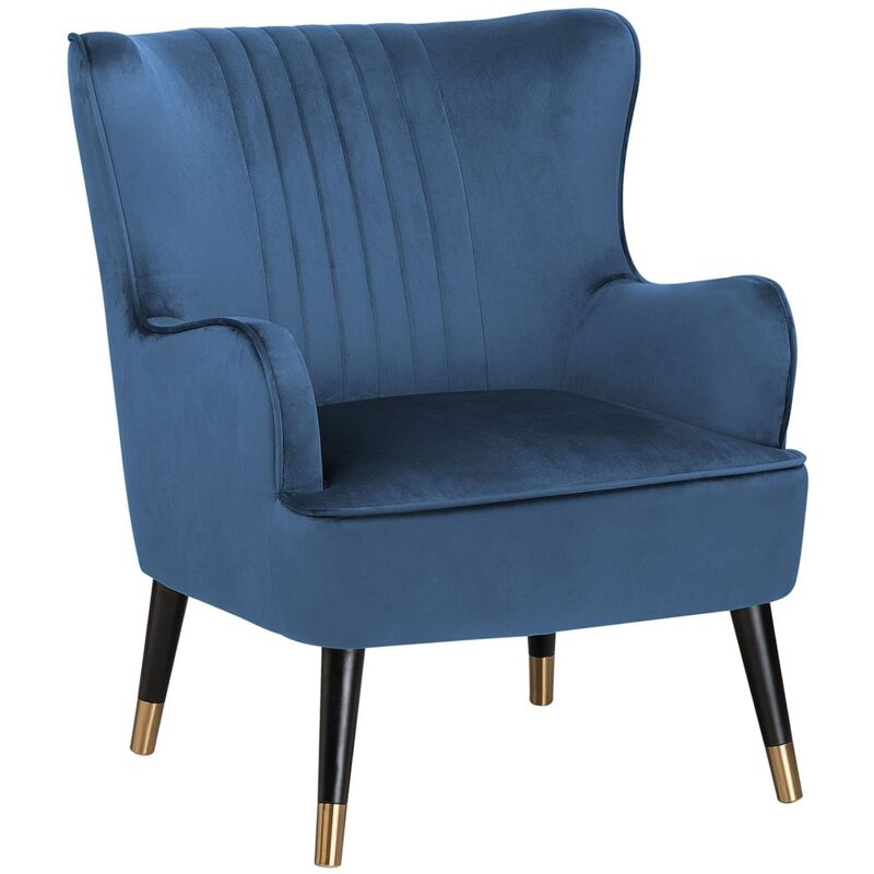 foto del prodotto sedia wingback in velluto blu varberg