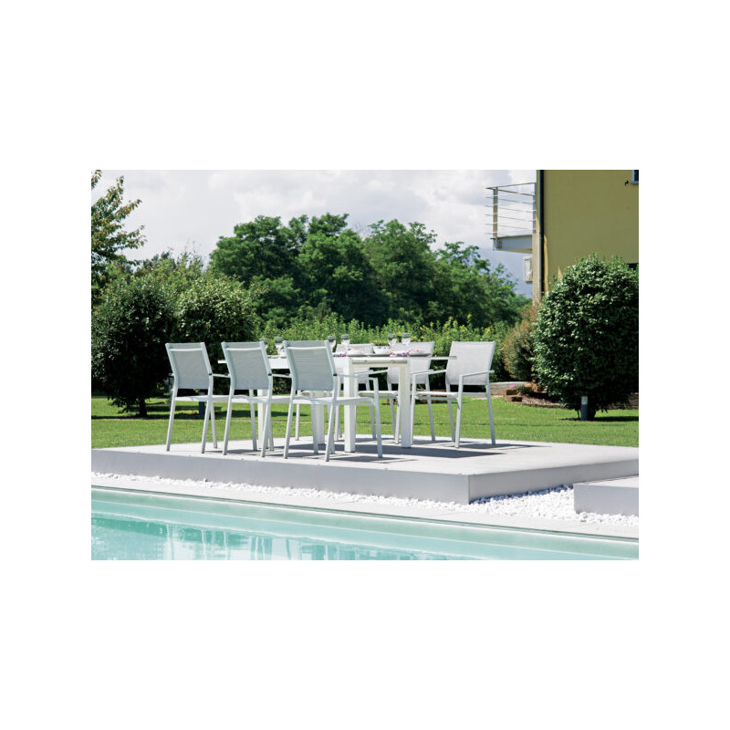 foto del prodotto sedia zara alluminio bianco text grigio chiaro moia