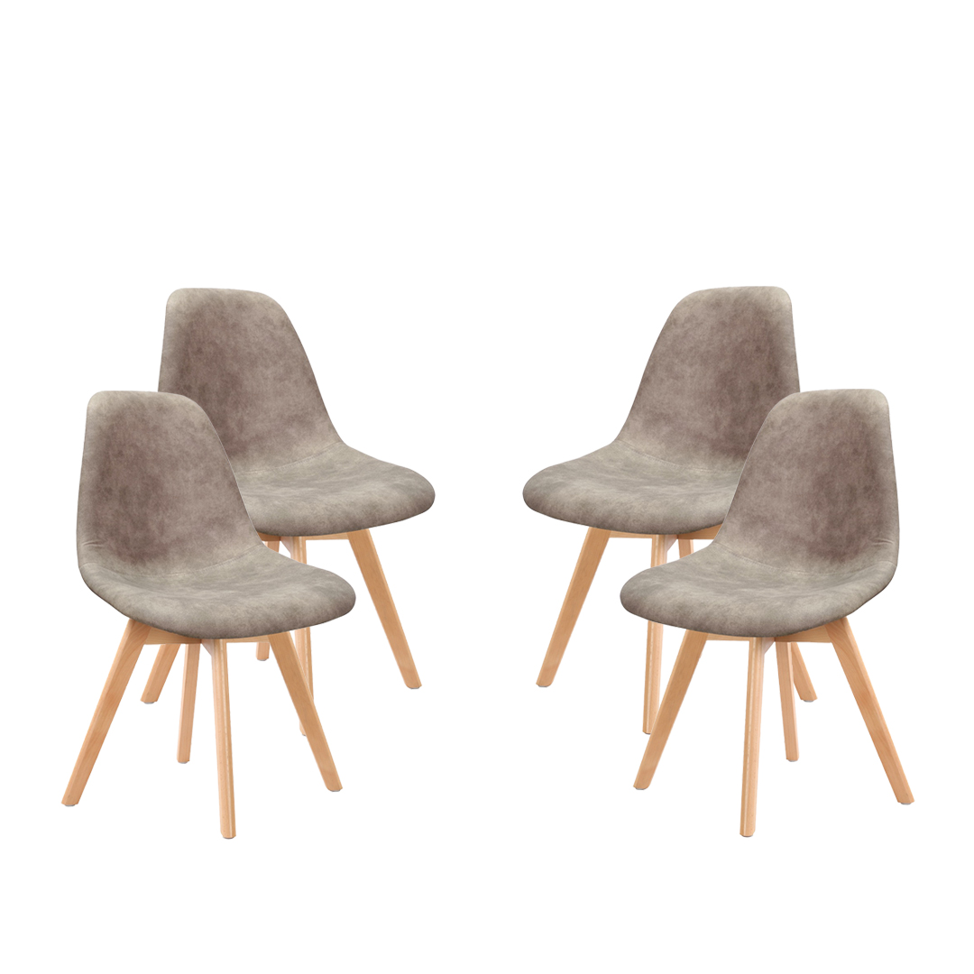 foto del prodotto sedie 4 pz da arredo light grey con struttura in legno e seduta morbida