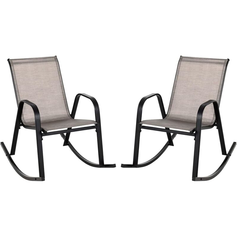 foto del prodotto sedie a dondolo da giardino 2 pezzi, dondoli da esterno ergonomici in textilene traspirante e movimento dolce, sedie dondolo da balcone terrazzo