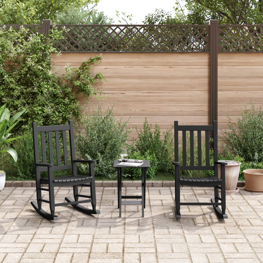 foto del prodotto sedie a dondolo per bambini 2 pz nere legno massello di pioppo