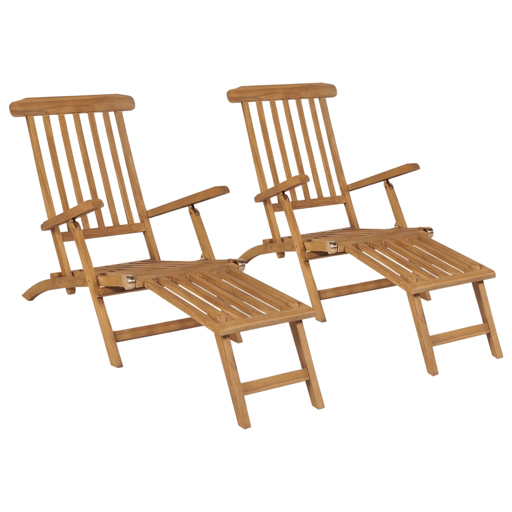 foto del prodotto sedie a sdraio con poggiapiedi 2 pz in legno massello di teak cod mxl 45562