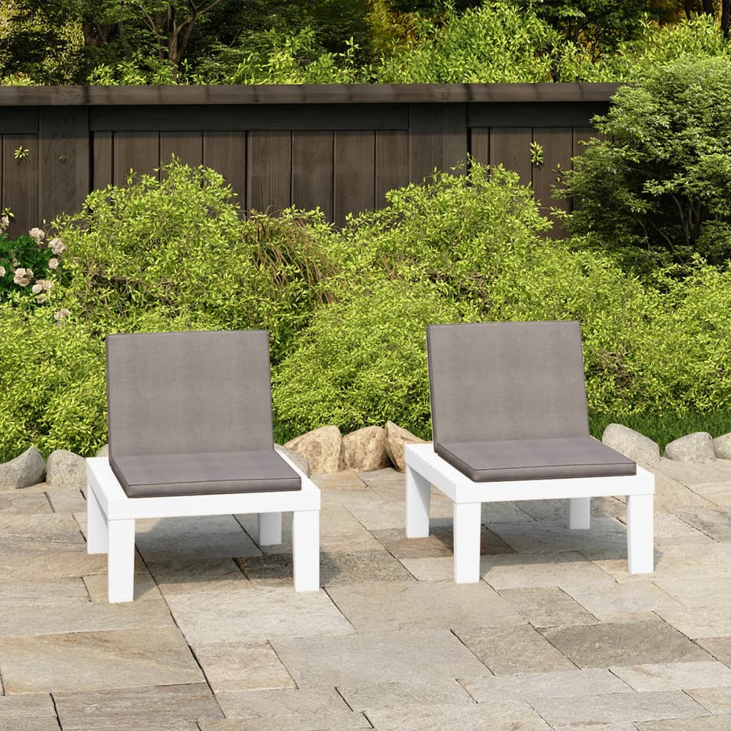 foto del prodotto sedie a sdraio da giardino con cuscini 2 pz in plastica bianche vidaxl 365812
