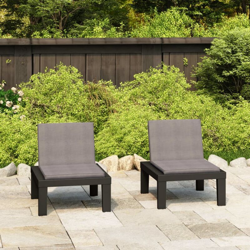 foto del prodotto sedie a sdraio da giardino con cuscini 2 pz in plastica grigio vidaxl