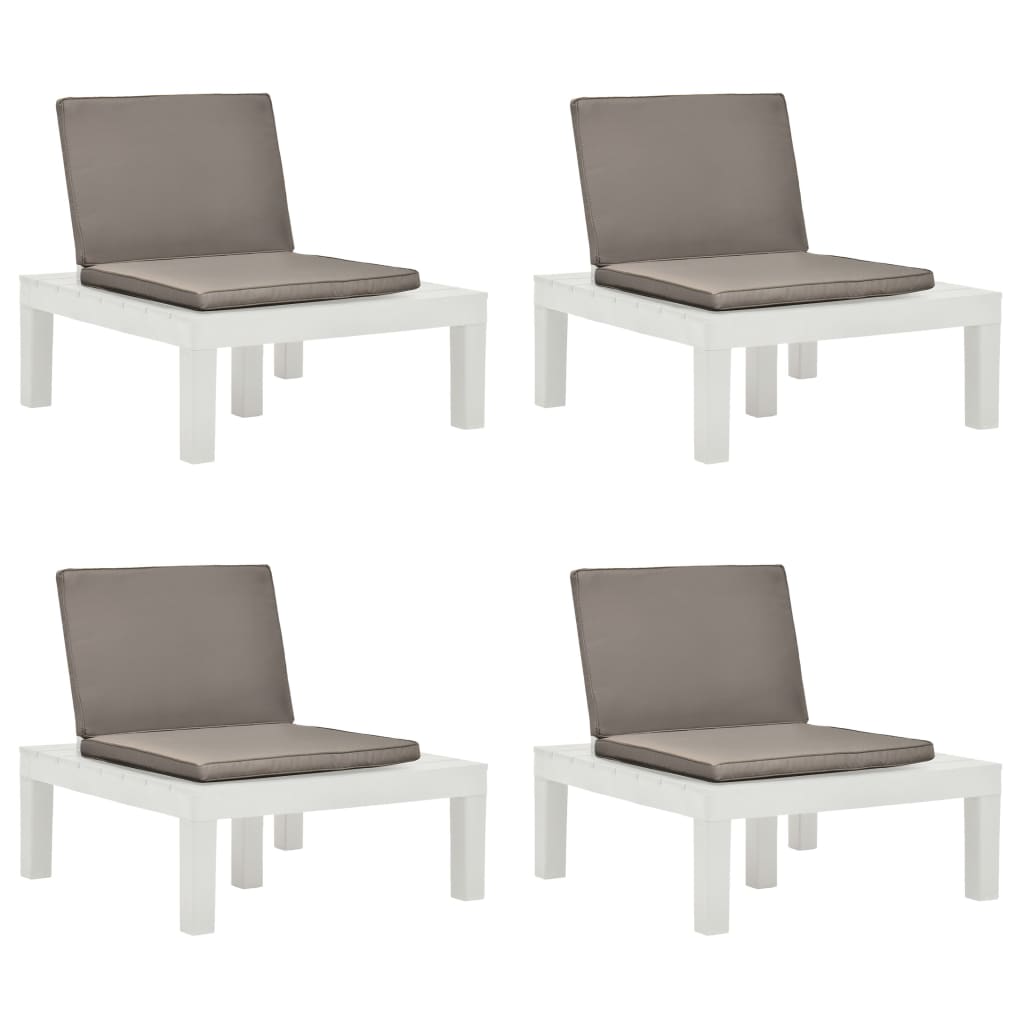 foto del prodotto sedie a sdraio da giardino e cuscini 4 pz in plastica bianche cod mxl 23291