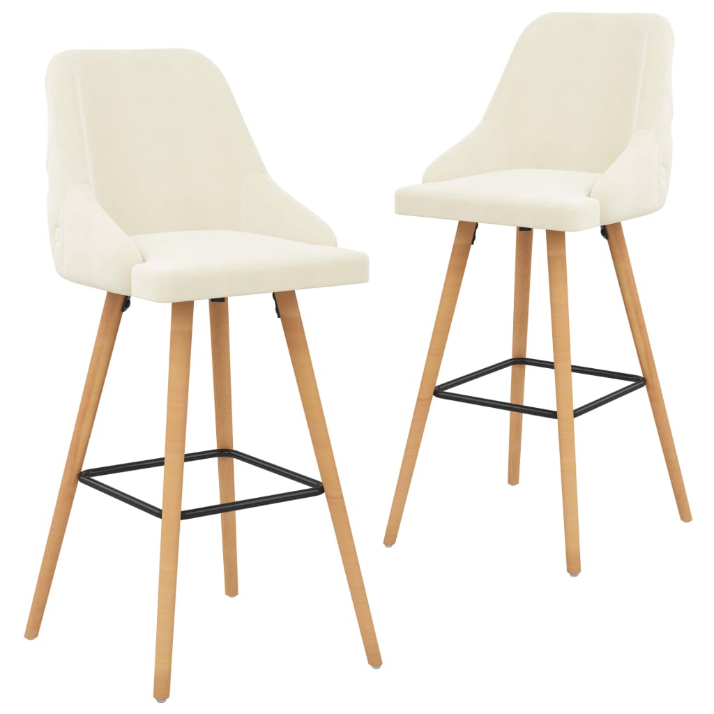 foto del prodotto sedie da bar 2 pz crema in velluto cod mxl 74220