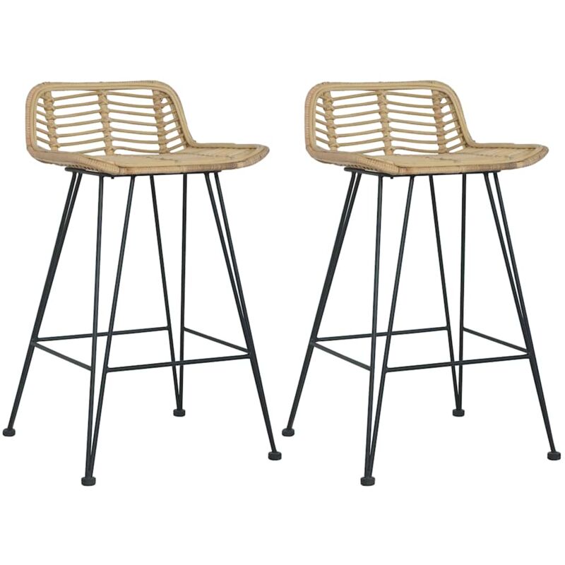 foto del prodotto sedie da bar 2 pz in rattan naturale vidaxl