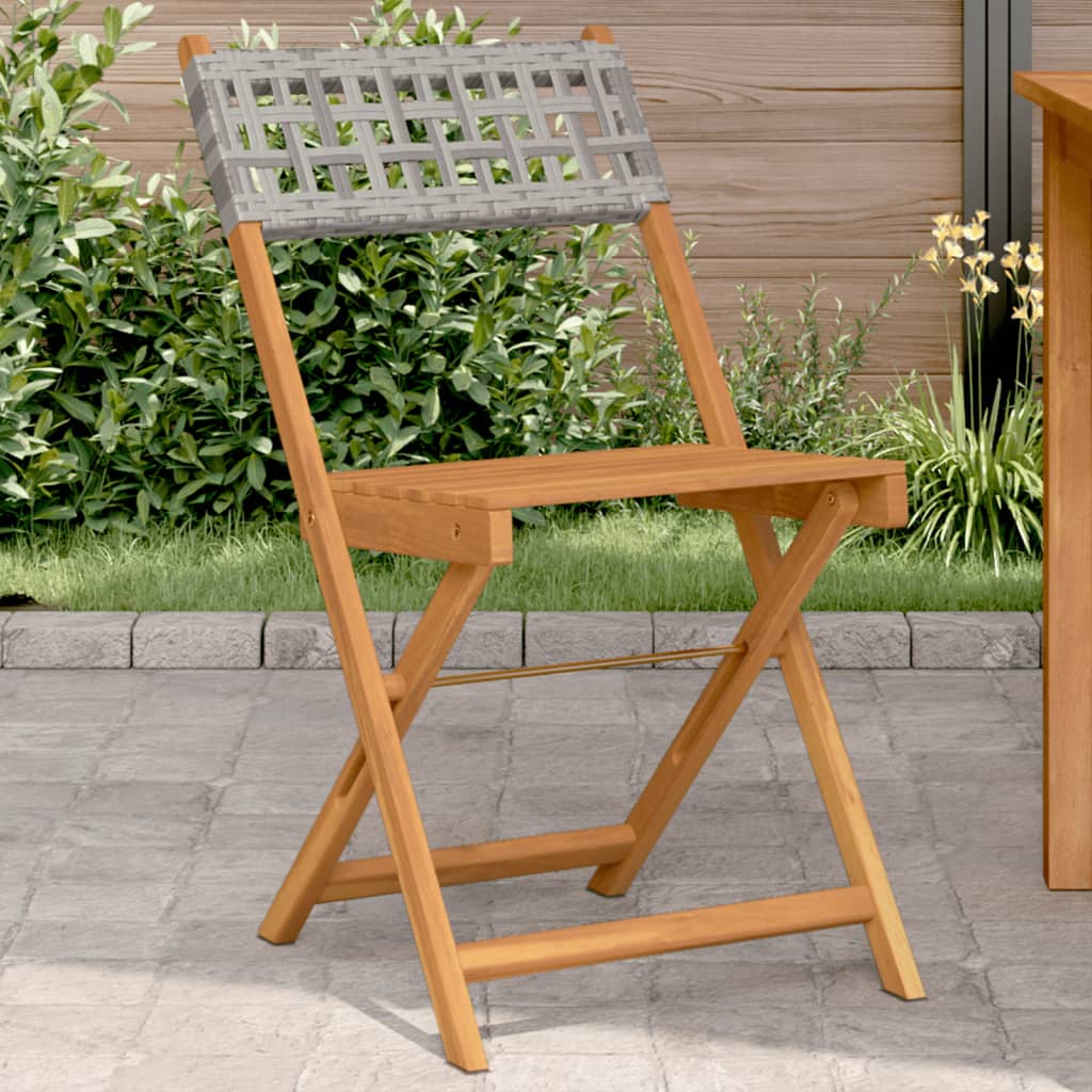foto del prodotto sedie da bistr 2 pz grigie legno massello acacia e polyrattan