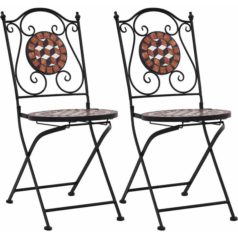 foto del prodotto sedie da bistr con mosaico 2 pz marroni in ceramica vidaxl