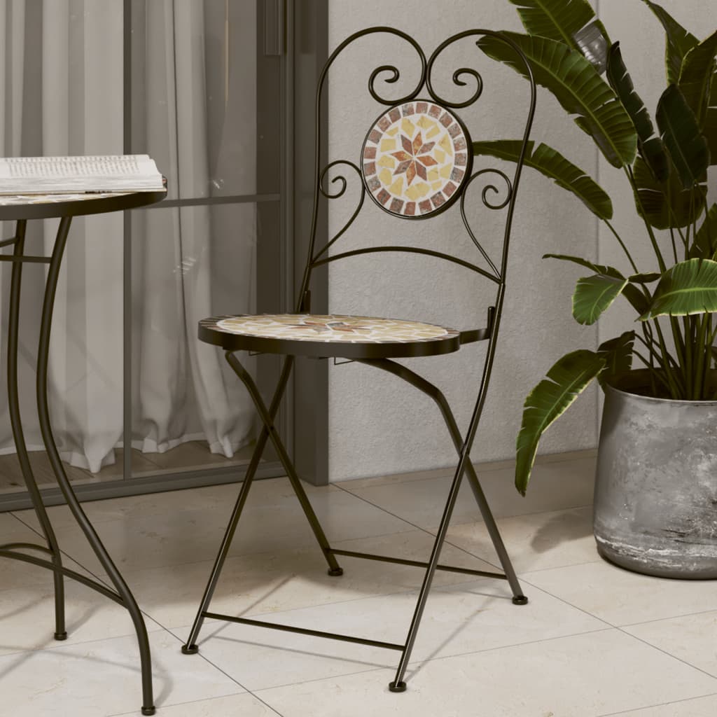 foto del prodotto sedie da bistr pieghevoli 2 pz terracotta e bianco in ceramica