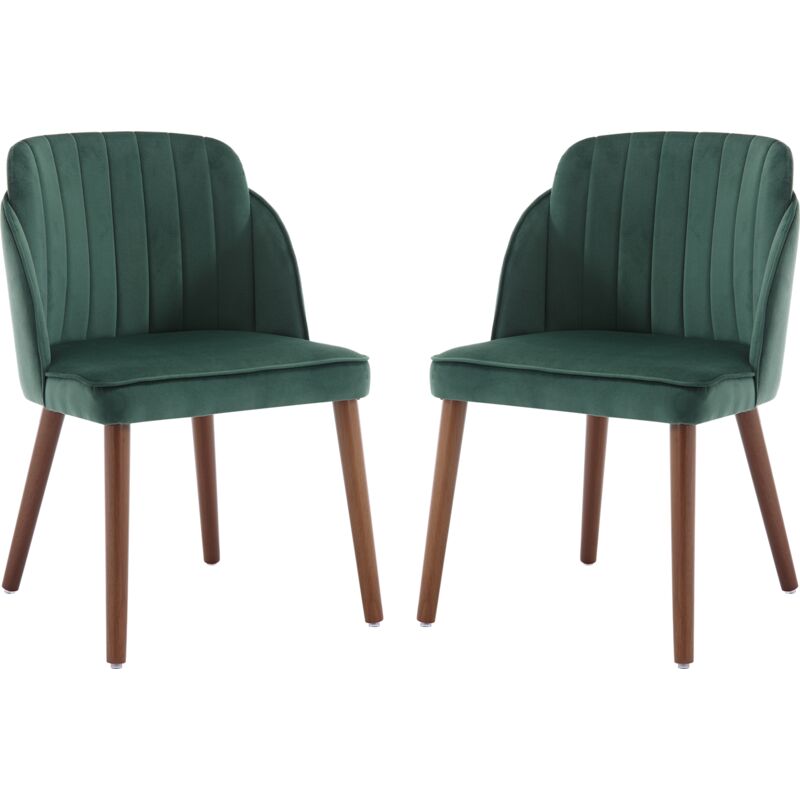 foto del prodotto sedie da cucina in velluto set di 2 sedie da pranzo con gambe in legno per cucina, verde, chairus