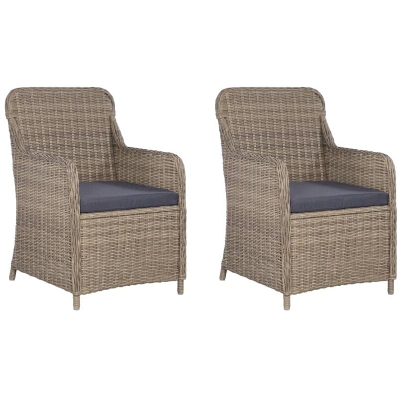 foto del prodotto sedie da esterno con cuscini 2 pz in polyrattan marrone vidaxl 660686