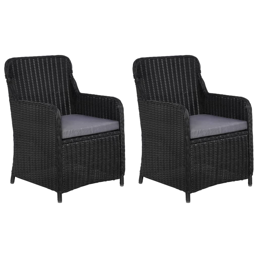 foto del prodotto sedie da esterno con cuscini 2 pz polyrattan nero