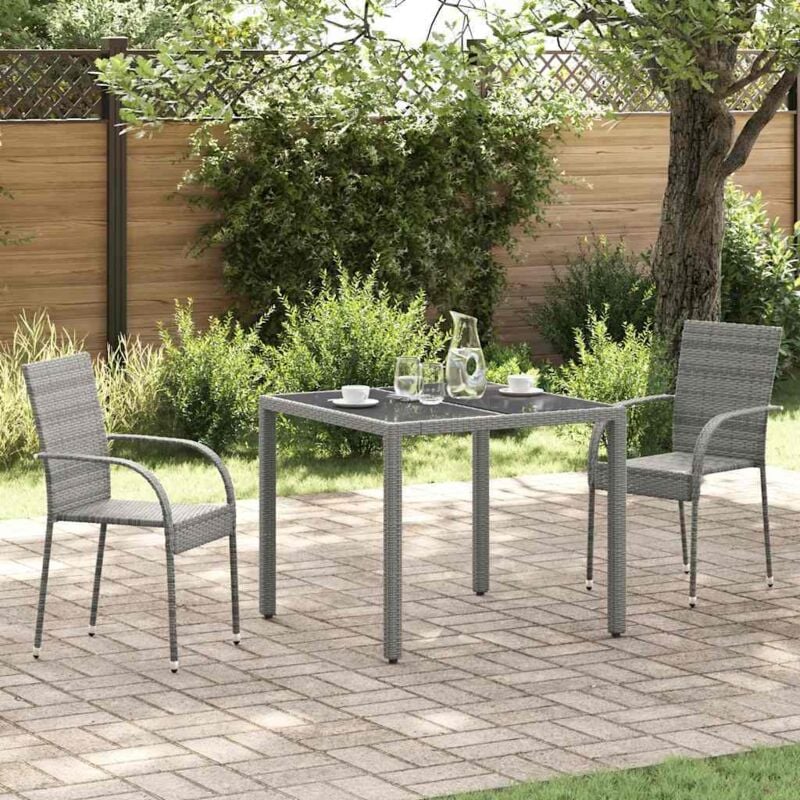 foto del prodotto sedie da esterno impilabili 2 pz grigie in polyrattan vidaxl 768954
