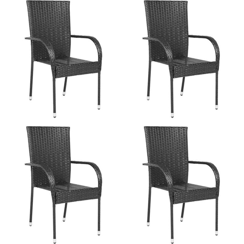 immagine 0 del prodotto sedie da esterno impilabili 4 pz in polyrattan nere vidaxl