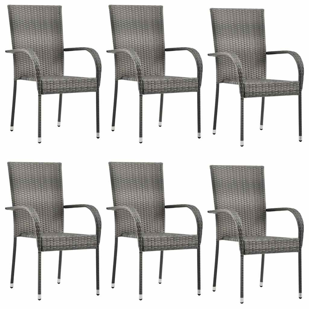 foto del prodotto sedie da esterno impilabili 6 pz grigie in polyrattan