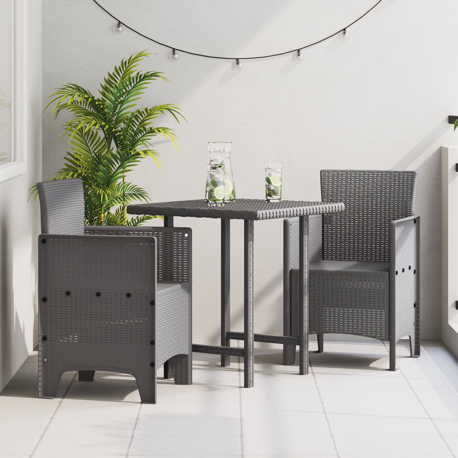 foto del prodotto sedie da giardino 2 pezzi grigio chiaro poly rattan