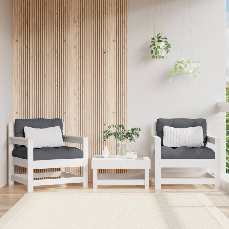 foto del prodotto sedie da giardino 2 pz bianche in legno massello di pino vidaxl