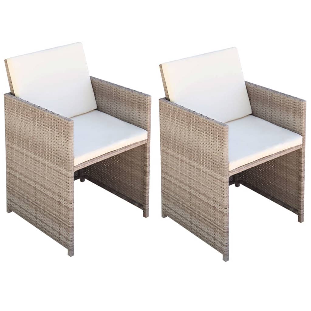 foto del prodotto sedie da giardino 2 pz con cuscini in polyrattan beige