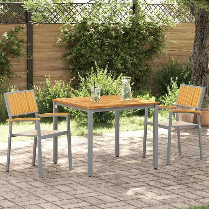 foto del prodotto sedie da giardino 2 pz impilabili grigio legno massello acacia e metallo
