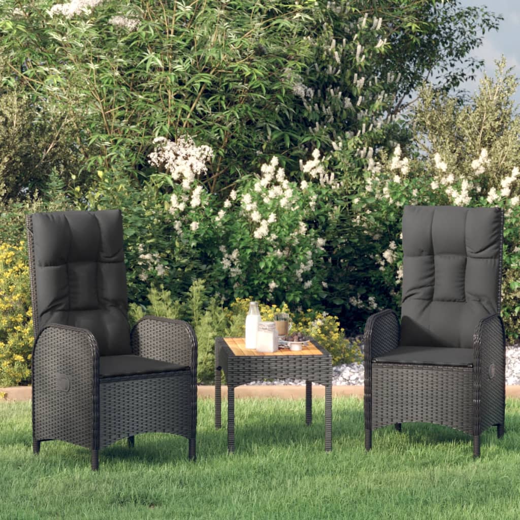 foto del prodotto sedie da giardino 2 pz in polyrattan nero cod mxl 5721