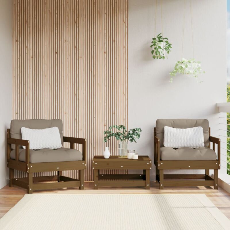 foto del prodotto sedie da giardino 2 pz miele in legno massello di pinocod mxl 132754