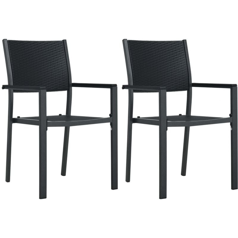 foto del prodotto sedie da giardino 2 pz nere in plastica stile rattan vidaxl