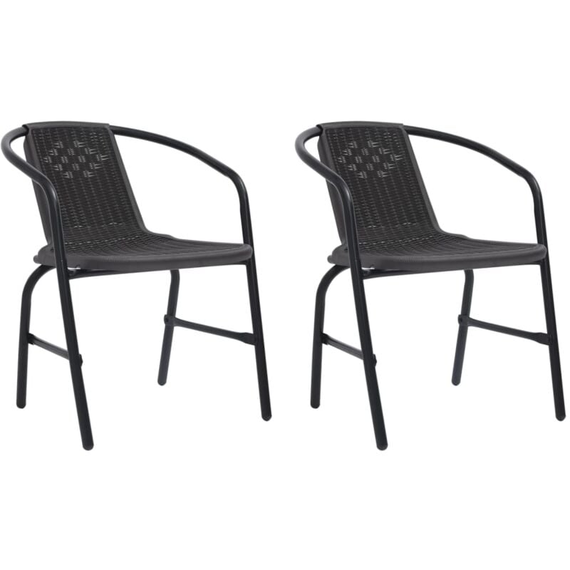 foto del prodotto sedie da giardino 2 pz nere plastica stile rattan acciaio 110kg vidaxl