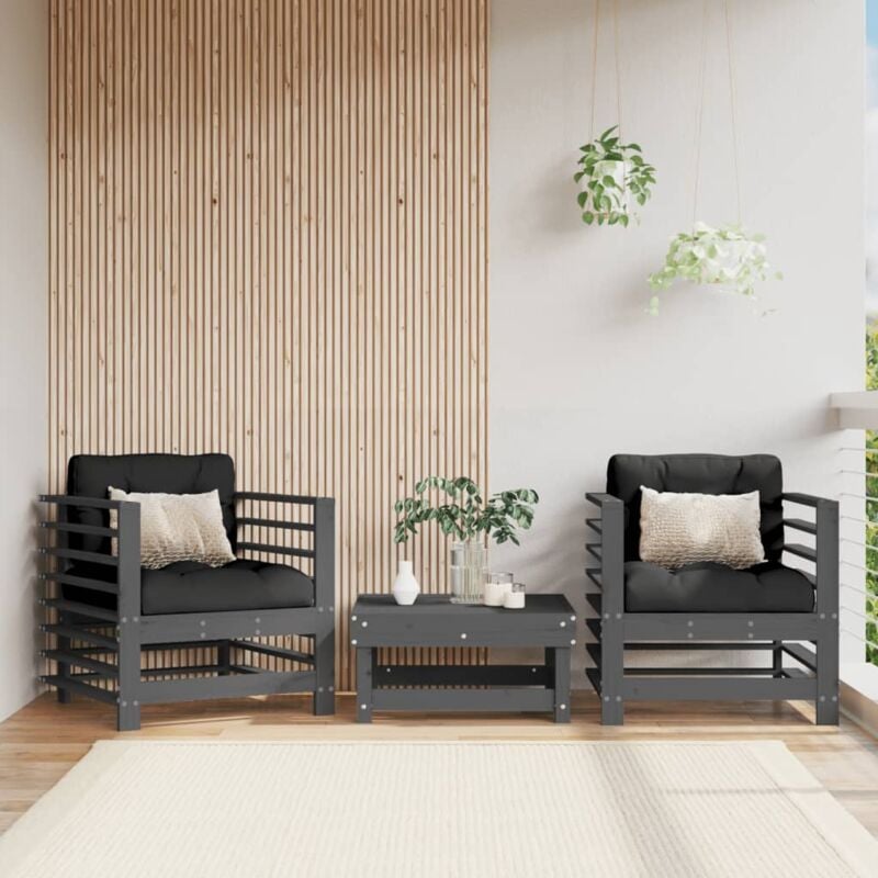 foto del prodotto sedie da giardino 2pz grigie in legno massello pino vidaxl
