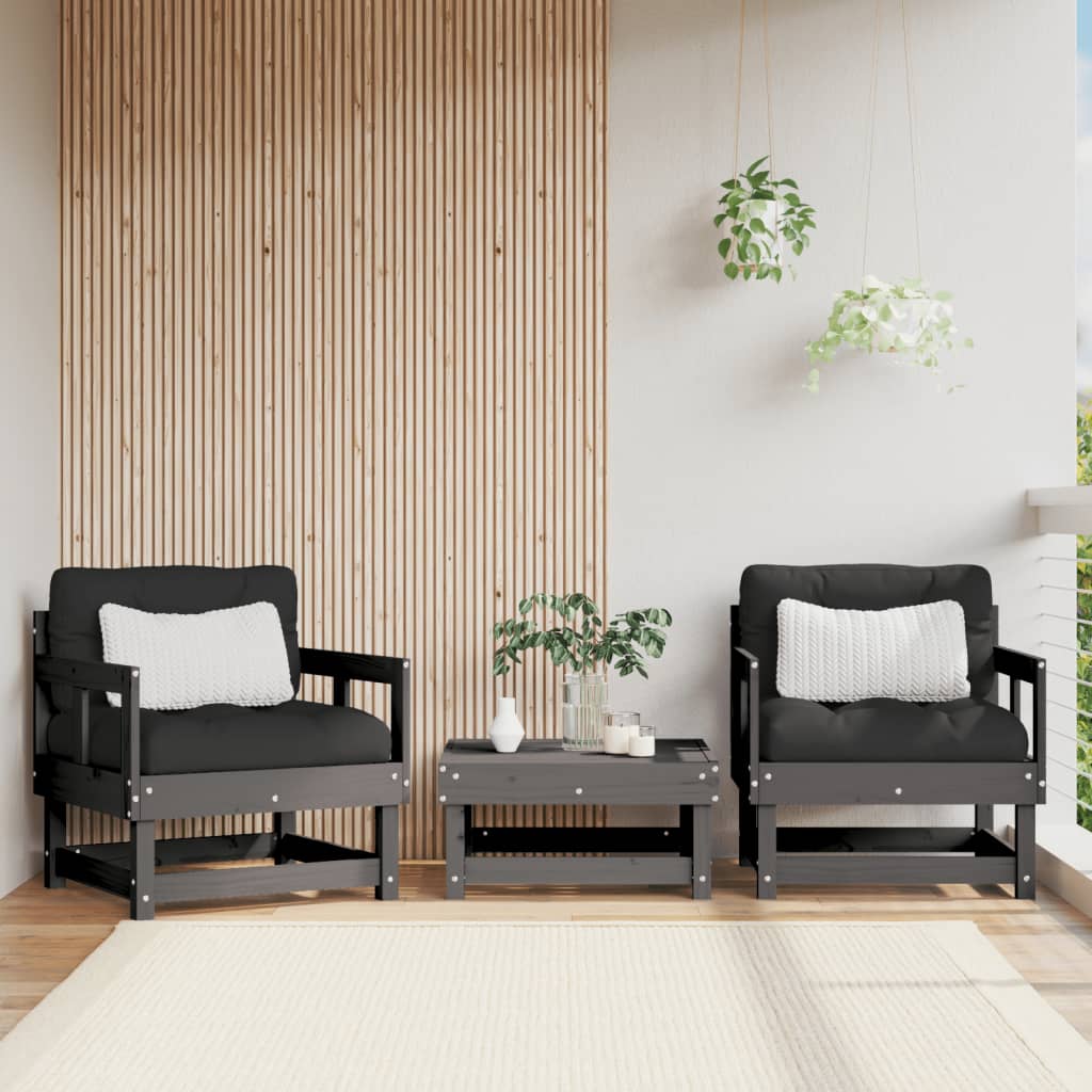 foto del prodotto sedie da giardino 2pz grigie in legno massello pinocod mxl 84833