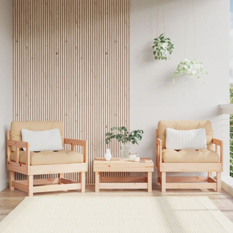 foto del prodotto sedie da giardino 2pz in legno massello pino vidaxl