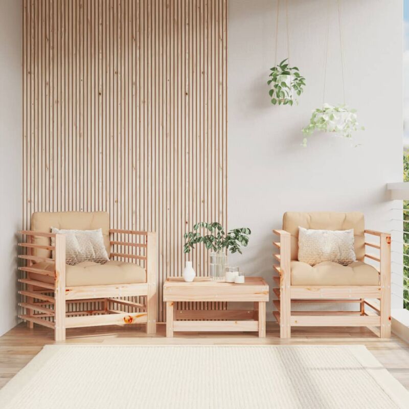 foto del prodotto sedie da giardino 2pz in legno massello pino vidaxl