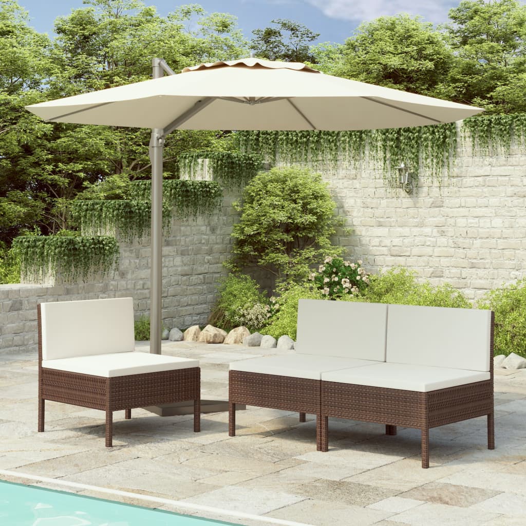 foto del prodotto sedie da giardino 3 pz con cuscini in polyrattan marroni cod mxl 23067