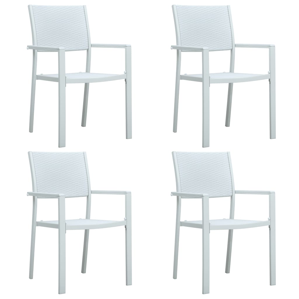 foto del prodotto sedie da giardino 4 pz bianche in plastica stile rattan