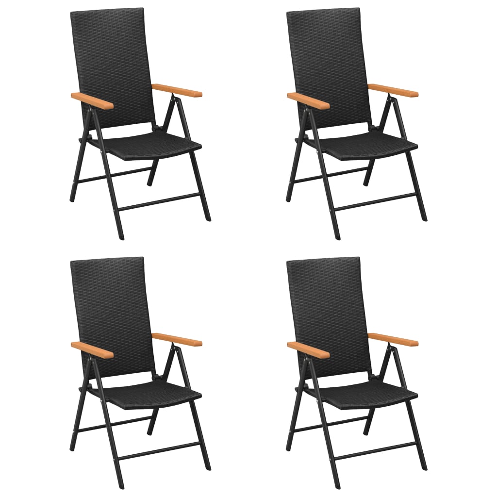 foto del prodotto sedie da giardino 4 pz in polyrattan nero