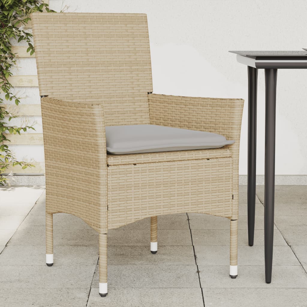 foto del prodotto sedie da giardino con cuscini 2 pz beige in polyrattan