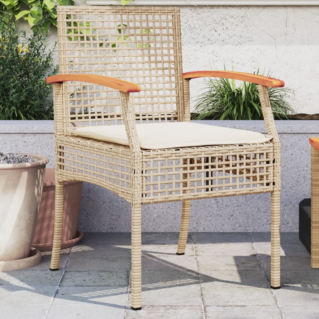 foto del prodotto sedie da giardino con cuscini 2 pz beige in polyrattan e acaciacod mxl 115110