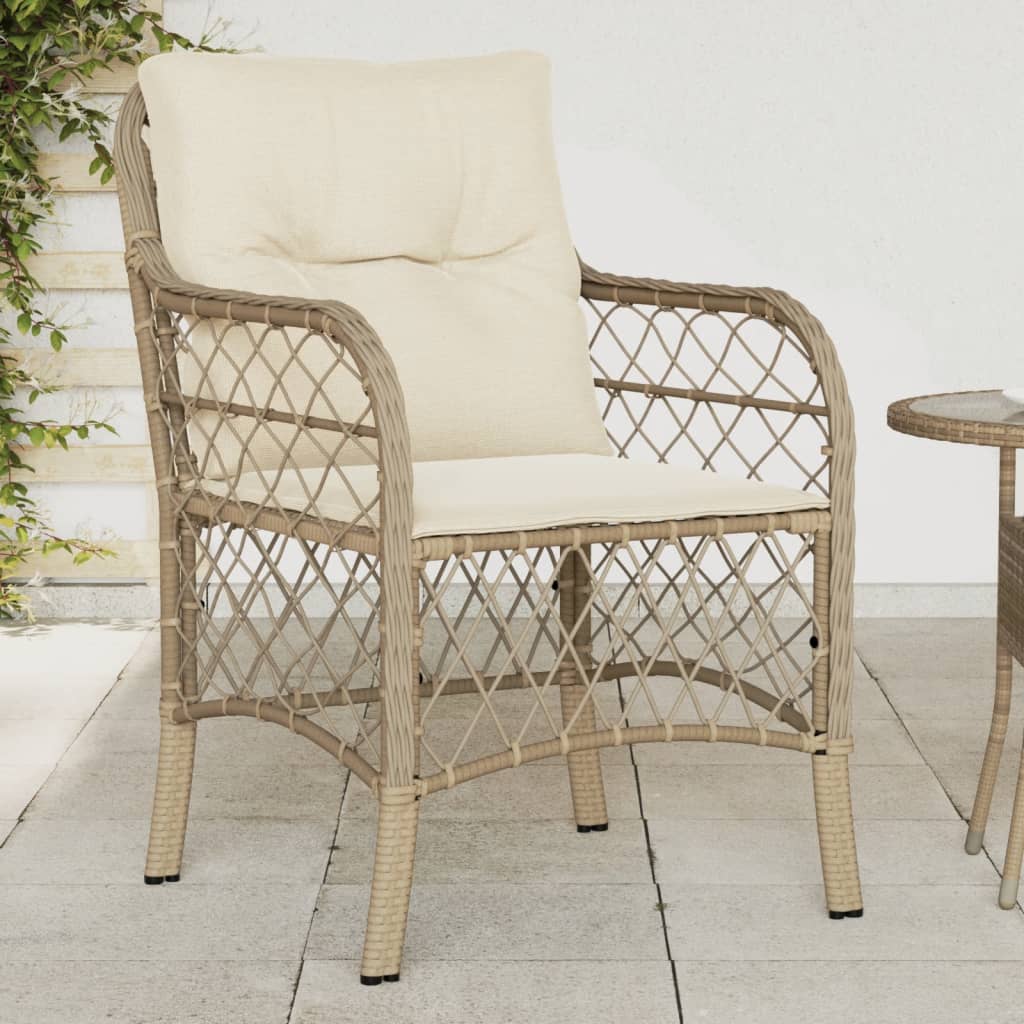 foto del prodotto sedie da giardino con cuscini 2 pz beige in polyrattancod mxl 134714