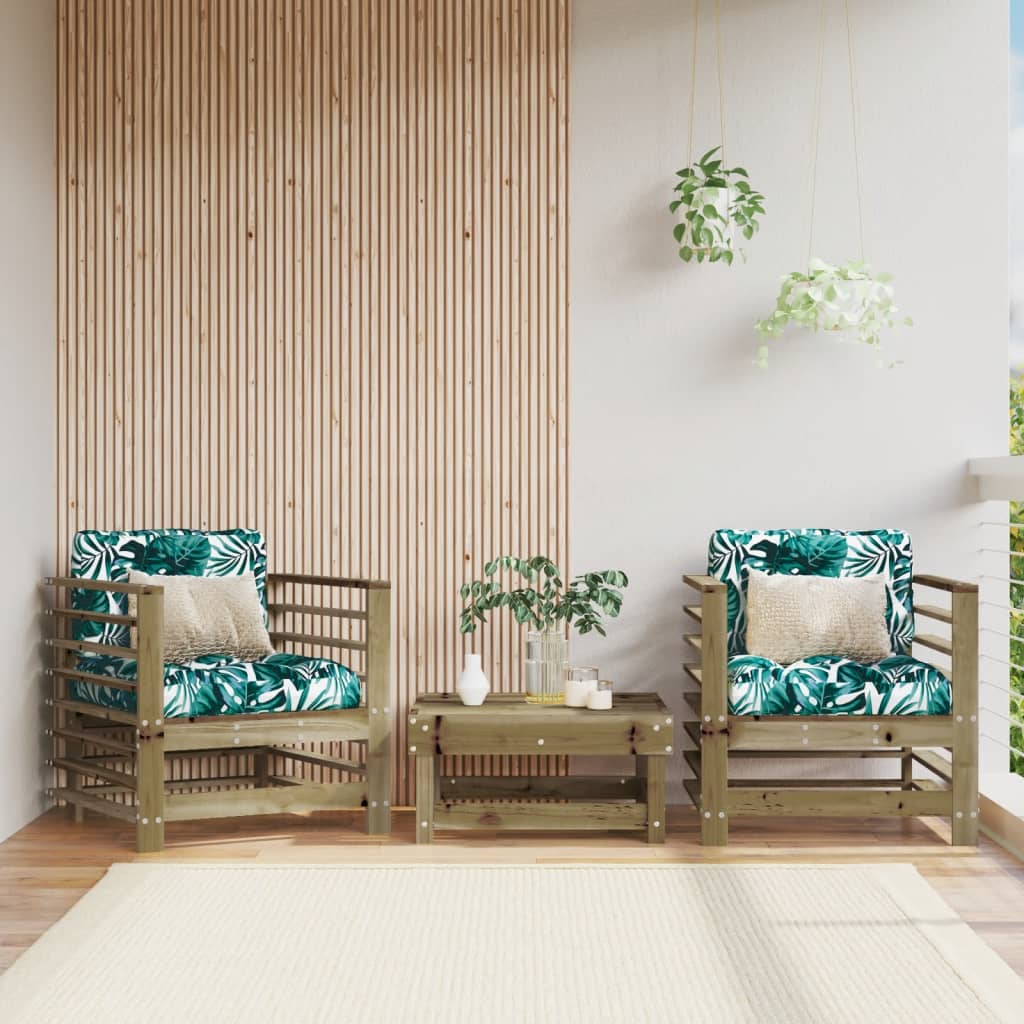 foto del prodotto sedie da giardino con cuscini 2 pz in legno impregnato di pino vidaxl