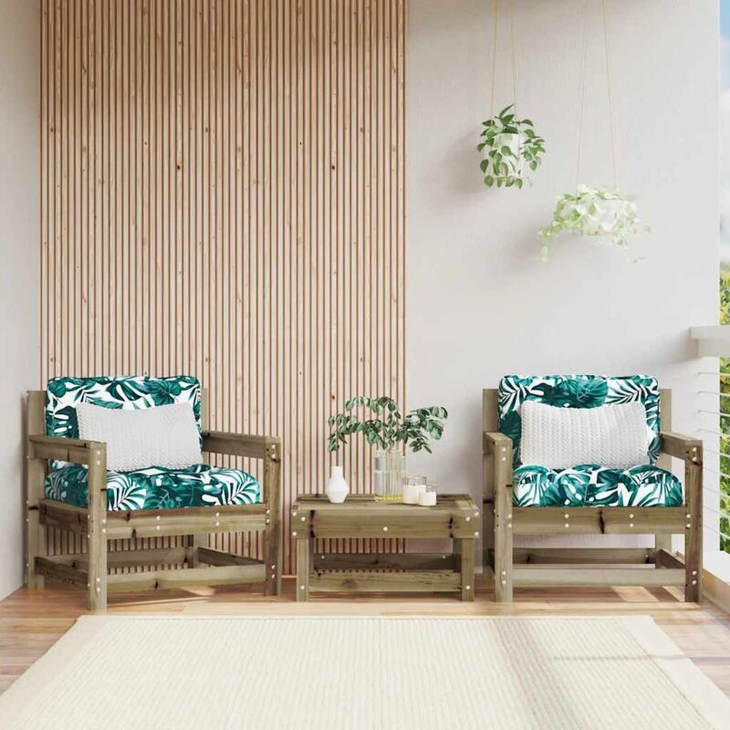foto del prodotto sedie da giardino con cuscini 2 pz in legno impregnato di pinocod mxl 107101