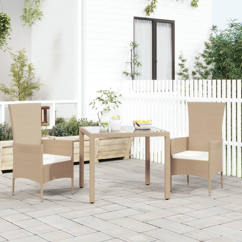 foto del prodotto sedie da giardino con cuscini 2 pz in polyrattan beigecod mxl 95480