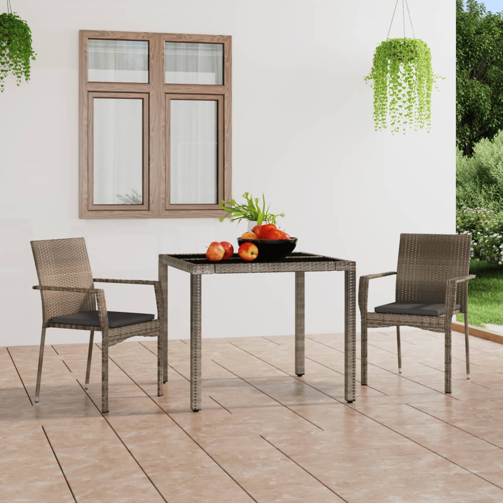 foto del prodotto sedie da giardino con cuscini 2 pz in polyrattan grigie