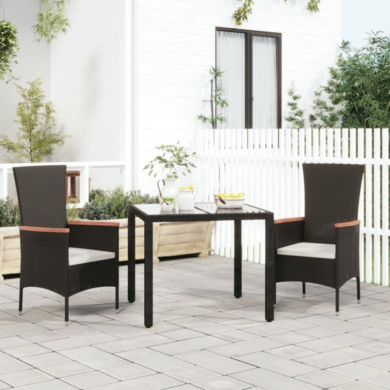foto del prodotto sedie da giardino con cuscini 2 pz in polyrattan nere