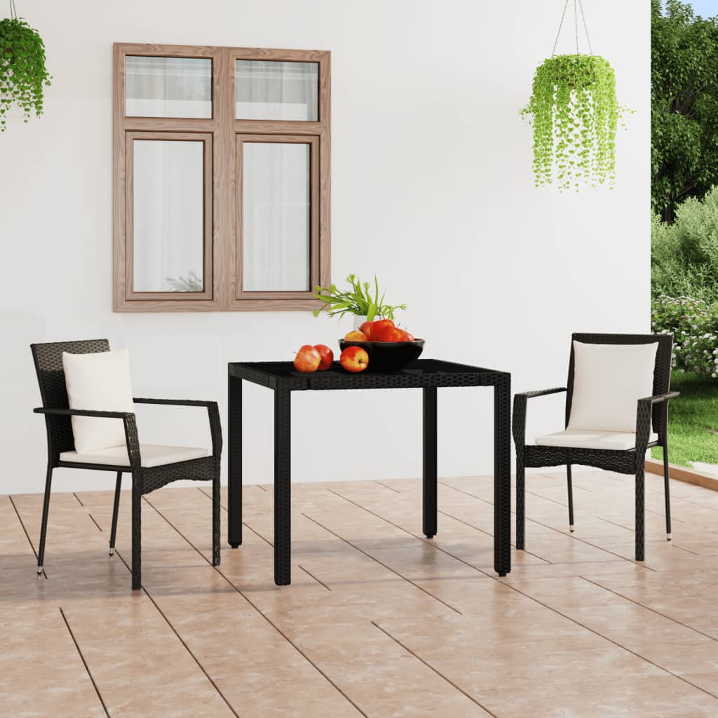 foto del prodotto sedie da giardino con cuscini 2 pz in polyrattan nere