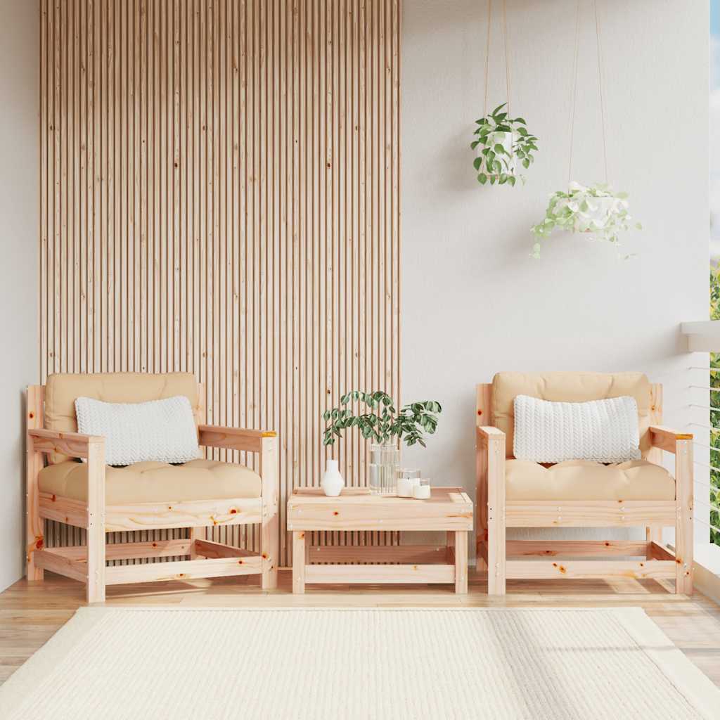 foto del prodotto sedie da giardino con cuscini 2 pz legno massello di pinocod mxl 83189