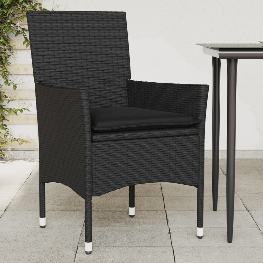 foto del prodotto sedie da giardino con cuscini 2 pz nere in polyrattancod mxl 92054