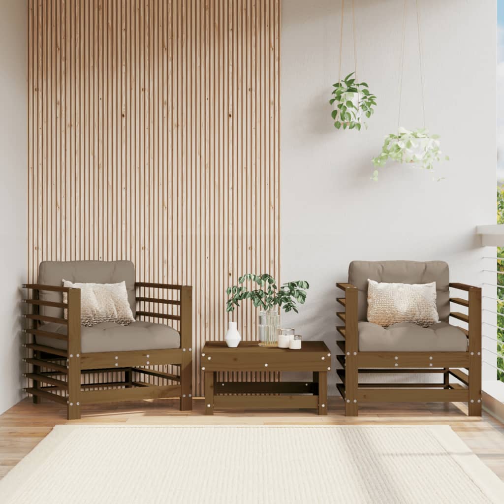 foto del prodotto sedie da giardino con cuscini 2pz ambra legno massello di pino